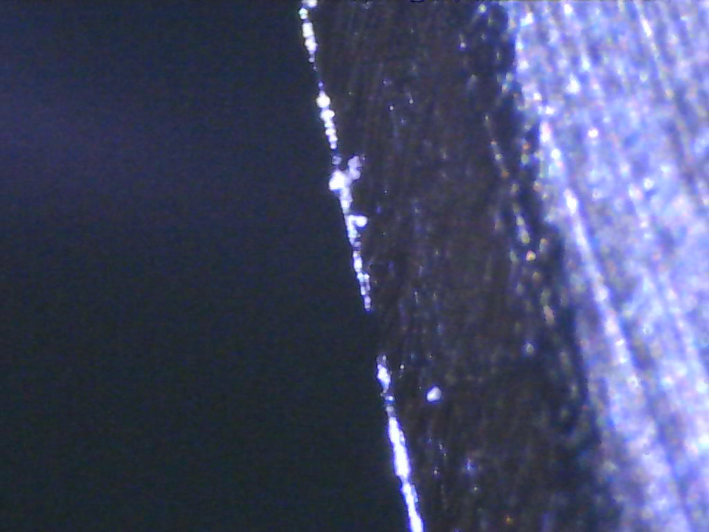Picture of Edge of a knife under microscope